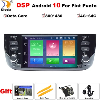 4GB 64GB Autoradio 1 Din Android 10 Auto DVD Multimeedia Mängija Fiat/Linea/Punto Evo 2012-GPS Navigation Stereo Audio DSP