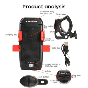 4in 1Bicycle Bike Ees Valgus Esitulede Veekindel USB-Laadimine Sarv Telefoni Omanik Bike MTB Lamp Jalgrattasõit Taskulamp Tarvikud