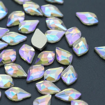 50tk Flatback Klaas Kivid AB Color Nail Art Dekoratsioonid, 5x8mm küünte kive Selge Värvi kivid ja kristallid