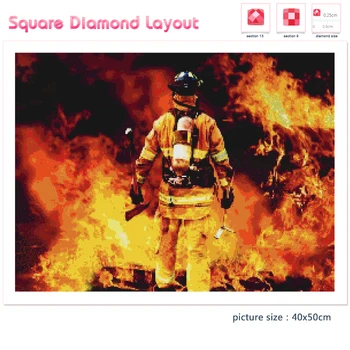 5D Diamond Maali Tuletõrje Kangelane Tuletõrjuja Mosaic Komplekt Foto Ruut, Ring, Seinamaaling Käsitöö DIY Tikandid Kingitus Koju
