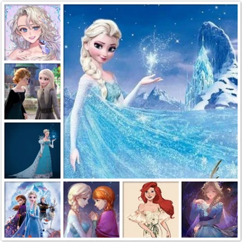 5D Disney Cartoon Princess Diamond Maalikunst Mosaiik Külmutatud Elsa Diamond Tikandid Täis Ruut/ring ristpistes Komplektid Home Decor