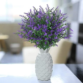 8 Kimbud Kunstlik Lavendel Lilled Väljas Võltsitud Lilled Ei Närtsi Faux Plastikust Taimede Aed Veranda Akna Box-Lilla