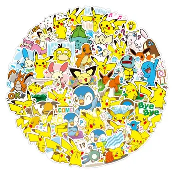 80PCS veekindel cartoon laste Pokemon mänguasi Pikachu kleebis roller bike mobiiltelefoni, sülearvuti reisikott naljakas graffiti