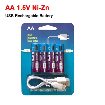 AA Laetavat Ni-Zn Aku 1,5 V 1300 mWh Nikli-Tsingi-USB Laetav Aku Elektriline Mänguasi, Kaugjuhtimispuldi vastastikuse mõistmise memorandumid