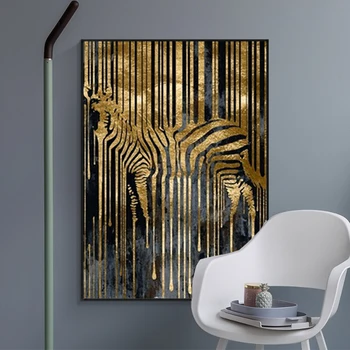 Abstraktne Kunst Golden Zebra Põhjamaade Lõuendile Maali Kaasaegne Plakatid ja Pildid Skandinaavia Cuadros Seina Art Pilt elutuba
