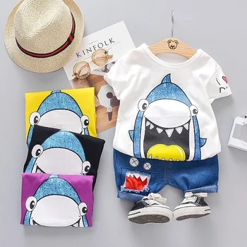 Armas Beebi Poisi Riideid Lastele Disainer Poisid Cartoon Shark T-särk, lühikesed Püksid Komplekti Pantalones Cortos Para Bebe Ropa De Bebe