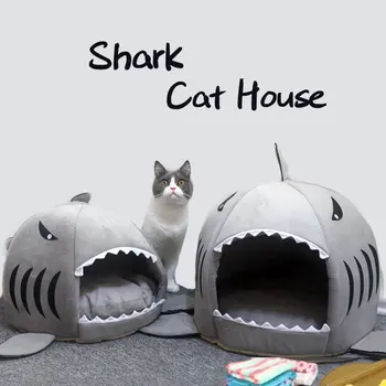 Armas Kass Shark Maja Soe Kassipojad Voodi Matid Pesa Kass Voodid kassi maja hai Telk Pet Products Kassid Korvis Suur Väike