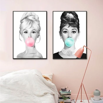 Audrey Hepburn Roosa Nätsu Plakatid Põhjamaade Seina Art Lõuend Maali Monroe Printida Pilte Tüdruk Tuba Teenetemärgi Seinamaaling