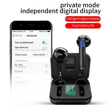 Bluetooth-5.0 Juhtmeta Kõrvaklapid Q5 Digitaalne ekraan TWS Kõrvaklapid Müra Vähendamise Mini-Kõrva-Podi IOS Android Peakomplekt