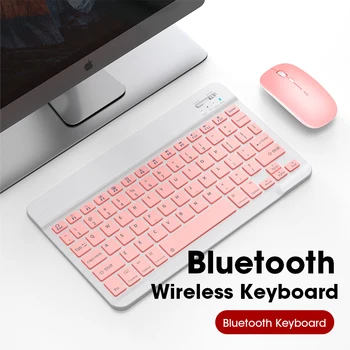 Bluetooth Juhtmeta Klaviatuuri ja Hiire Komplekt Vaikne Keycaps Roosa Klaviatuurid IPad IOS Sülearvuti Kaasaskantav Mängija Tüdruk Teclado