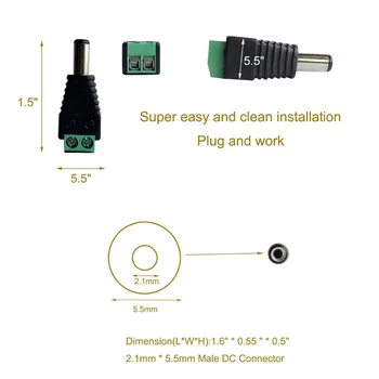 BLYN DC Connector 5,5 mm x 2.1 mm Jack Socket Mees ja Naine LED Adapter CCTV Võimsus Teisendada LED Valgus Ühendus