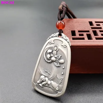 BOCAI S999 Sterling Hõbe Ripats Avalokitesvara Väike Munk Guangong Dragon Puhas Argentum Pühak Mees Naine Amulett