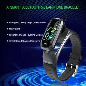 BOHM B9 5.0 Bluetooth Peakomplekt Nutikas Käevõru 2 in 1 vaadata earbuds Käepaela Südame Löögisagedus, vererõhk Sport HD Kõrvaklapid