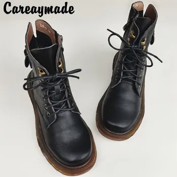 Careaymade-Soojad saapad,Naiste saapad,Ehtne Nahk Martin saapad naiste kingad originaal käsitöö ühtse shearling cowhide saapad