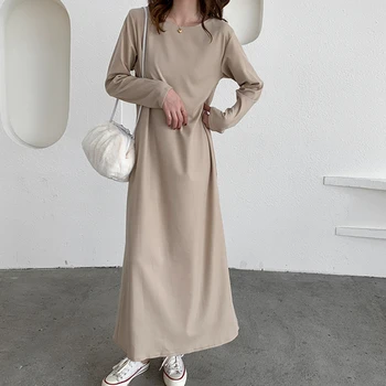 Colorfaith Uus 2021 Kevad Sügis Naiste Kleidid, Silmkoelised Nupud Tahke Lõhestatud korea Stiilis Elegantne Vintage Lady Pikk Kleit DR0159