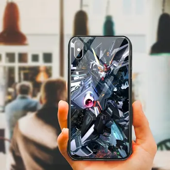 Coque iphone 7 8 pluss 5 5S SE 2020 6S X-XR, XS 11 Pro Max 6 6PLUS Karastatud Klaasist Selge Telefoni Juhtudel Cartoon Lahe Suit Gundam