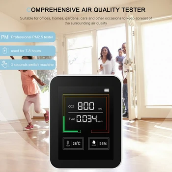 Digitaalne CO2 Mõõtja Õhu Kvaliteeti Jälgida Temperatuuri ja Niiskuse Andur Tester CO2 TVOC Formaldehüüdi Detektor Süsinikdioksiidi Monitor