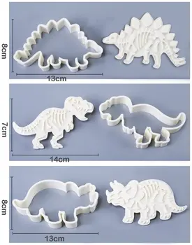 Dinosaurus Fossiilsete Küpsise Tegemise Vormid / Margid - Komplekt 3-tükki PVC Koor Šokolaadi Kaunistamiseks Hallitusseened