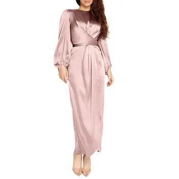 Donsignet Moslemi Naiste Kleit Moslemi Mood Abaya Dubai Abaya Türgi Pikk Elegantne Kleit Magus Satiin Plisseeritud