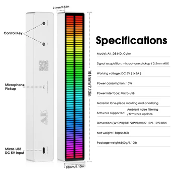 Douk Audio RGB LED Stereo MIC+LINE Music Spektri Kuvamine Visualizer müramõõturi Desktop-Audio Analyzer