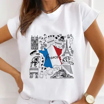 Eiffeli Torn Ülepaisutatud T-särk Printsess Trükitud T-Särk Naiste Suvised Vabaaja Lühikeste Varrukatega Särk Vogue Tops Naiste T-särk