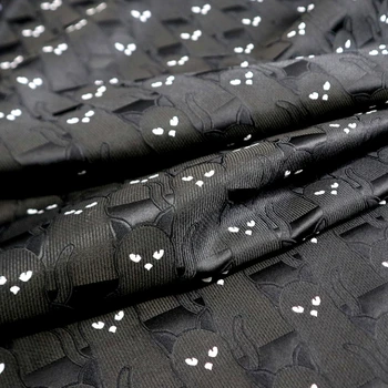 Elegantne must ja valge kass lõng värvitud jacquard rõivaste kangast, õmblemine kangast tehase pood ei ole out of stock