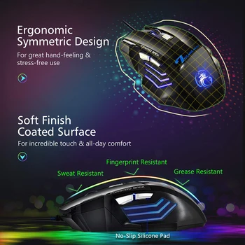 Ergonoomiline Wired Gaming Mouse 7 Nuppu, LED 5500 DPI, USB Hiir Gamer Hiirte X7 Vaikne Mause Koos Taustvalgus ARVUTI Sülearvuti