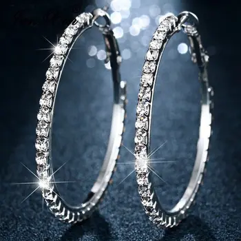 Fashion Populaarne Suur Ring Hoop Kõrvarõngad Naistele Tüdrukud Geomeetriline Rhinestone Ring Crystal Earings Pool Brincos Ehted Kingitused