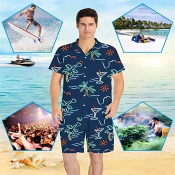 FORUDESIGNS Beach Särgid Meeste Suvel Puhkust Camisas Para Hombre Polü Samoa Trükitud Lühike Varrukas Nuppu Alla Havai Särgid
