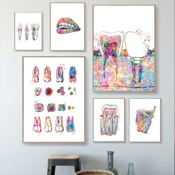 Hambaravi Seina Art Plakat Hamba Implantaadi Lõuendile Maali Hambaarst Anatoomia Art Print Meditsiini Seina Art Pilte Kliinik Teenetemärgi