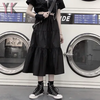 Harajuku Primavera Naiste Midi Seelikud Kõrge Vöökoht Plisseeritud Naine Saias Korea Ulzzang Streetwear Goth Elegantne Pikad Seelikud 2021
