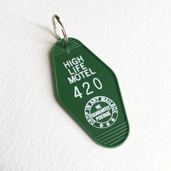High Life Motel 420 Marihuaana Võti Sildi Armas Vintage Stiilis Männi Roheline Plastikust Võtmehoidja Naljakas Weed Stoner Kingitus