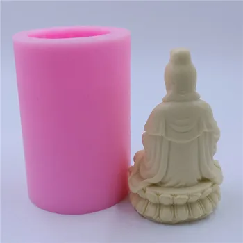 Hiina Bodhisattva Silikoon Küünal Hallitusseened Buddha Disain Kips Tsement Vaik Käsitöö Silikoon Õliga