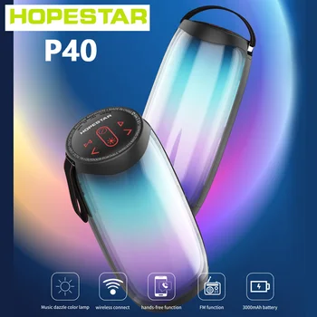 HOPESTAR P40 RGB Värviline LED Valgusega Traadita Caixa De Som Bluetooth Kõlar Kaasaskantav Veerus Music Center for Computer Subwoofer