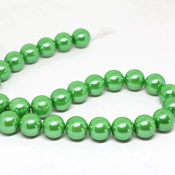 Hot müük fashion roheline ring imitatsioon pärl kest diy 4,6,8,10,12,14 mm naiste võlu ehted tegemise lahti helmed 15inch B1614