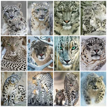 HUACAN 5d Diamond Maali Leopard DIY Mosaiik Talvel Täis Square Diamond Tikandid ristpistes Loomade Seina Art Decor