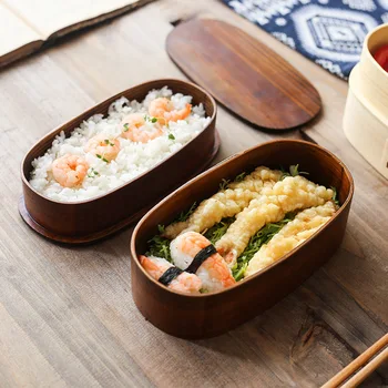 Jaapani Stiilis Lõunasöök Bento Box Puidust Double-Layer Dinnerware Töötajate Õpilaste Piknik Salat Kaasaskantav Ring Konteiner Lauanõud
