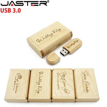 JASTER usb 3.0 reaalse suutlikkuse, Puidust 64gb 32gb 16gb, 8gb USB 3.0 Flash Drive Memory Stick Pakkimine Kasti pendrive