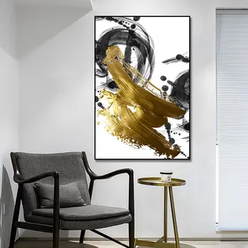 Kaasaegne ja Abstraktne Kuld Must Spray Dekoratiivsed Lõuend Plakatid Veranda Vahekäiguga Rippuvad õlimaal Print Lõuend Seina Art Kingitused