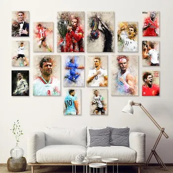 Kaasaegne Jalgpall Mängija Kun Aguero Seina Art Lõuend Maali Pilt, Plakat ja Print Galerii Home Decor