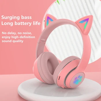Kassi Kõrvad Kõrvaklapid Juhtmeta Kõrvaklapid Muusika Bluetooth-ühilduvad Kõrvaklapid Koos Mikrofoniga Laste Tütar Gamer Headset Kid Kingitused