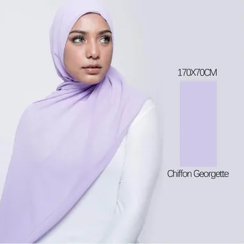 Kliirens Müük Naised Plain Georgette Hijab Sall Sall 170*70cm Suurrätikud, Pea Hõlmama Moslemi Tudung