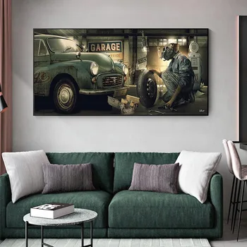 Koer Auto Remont Pilte Print Lõuend Lahe Buldog Kunsti Plakatid ja Pildid Kaasaegne Seina Pildid elutuba Home Decor