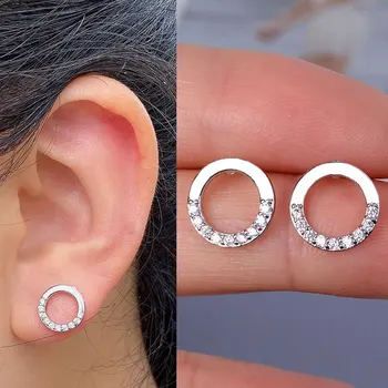 Korea Lihtne Minimalistlik Ehted Crystal Rhinestone Ring Ring Kõrvarõngad Naistele Tüdrukud Piercing Ehted Earing