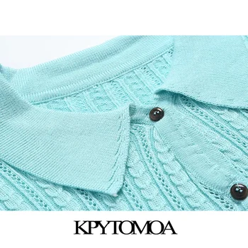 KPYTOMOA Naiste 2021 Sweet Mood nööpidega Heegeldatud Kootud Kampsun Vintage Lühikesed Varrukad Naiste Pulloverid Stiilne Tops