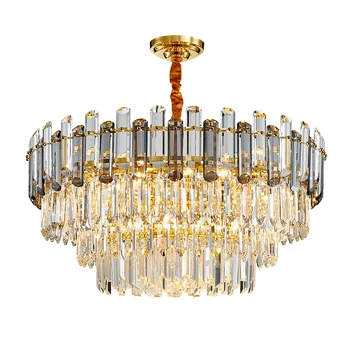 Kuldne kaasaegne lühter valgustus elutuba luksus ring crystal lamp kodus teenetemärgi kett E14 led cristal valgustid