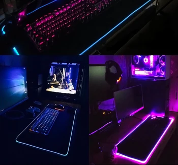 Lahe Anime Mouse Pad RGB Night Scene LED Gaming Mousepad Mängija Klaviatuuri, Hiire Matt Desk Pad Suur Helendav Arvuti Vaip