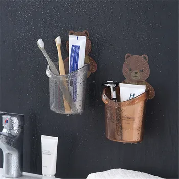 Laste hambahari topsihoidja laps seina külge kinnitatav riiul suuvett, cup cartoon bear seinale paigaldatud toothbrushing cup pesu komplekt