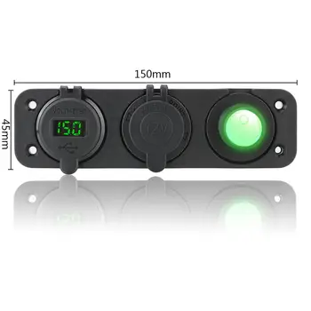 LED Auto Lüliti Paneel Dual USB Port Digitaalne Voltmeeter Lülitab Käigu Lüliti 3 IN 1 Autoga Mere Veekindel DC 12V/24V