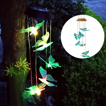 LED Värvikas Päikeseenergia Tuul Kellamäng Kerge Koolibri Liblikas Dragonfly Veekindel Väljas Windchime Päikese Valguse Aed